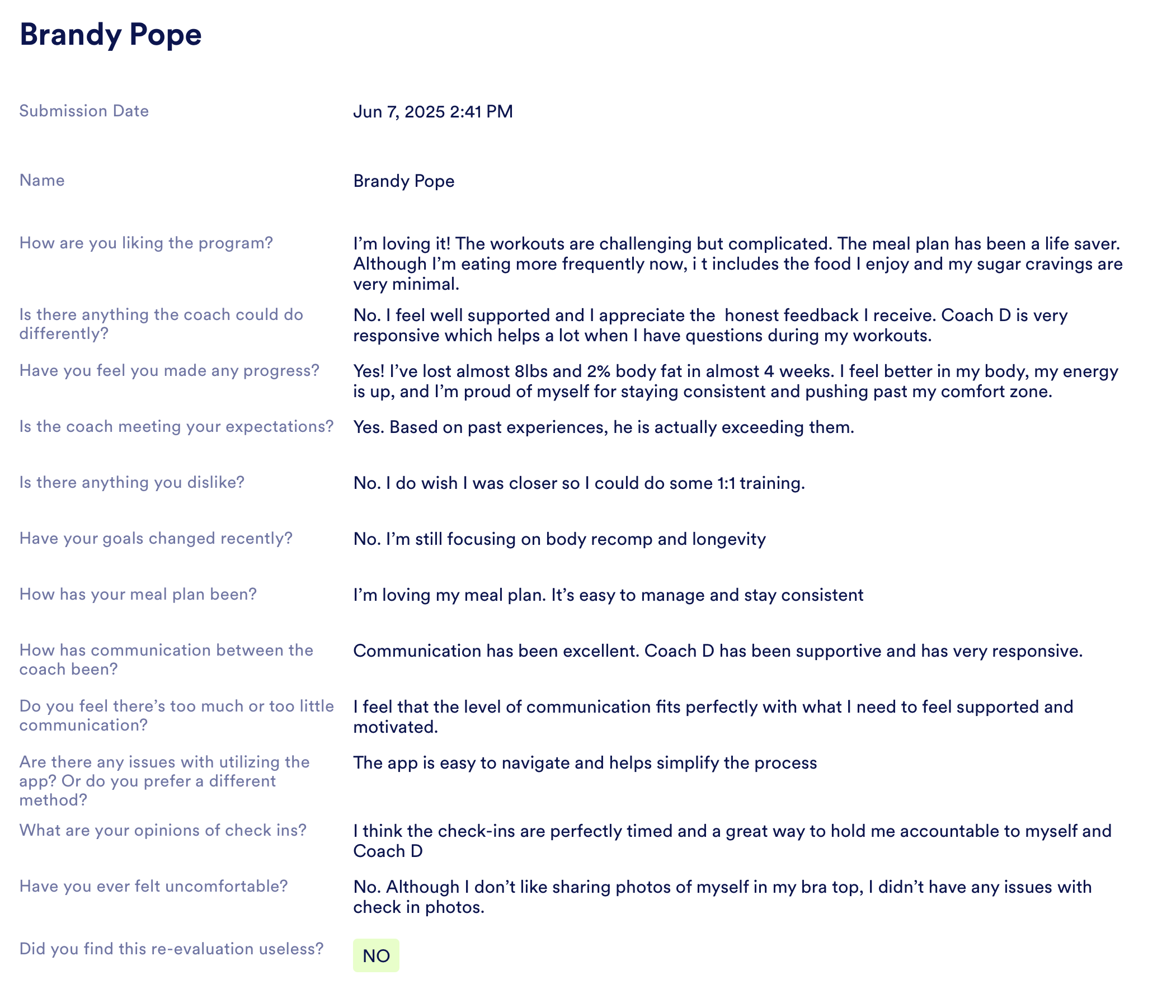 Client testimonial