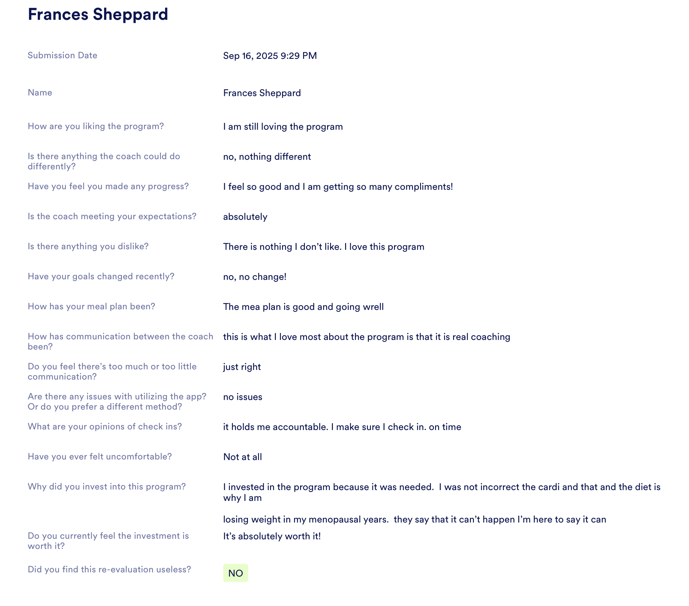 Client testimonial