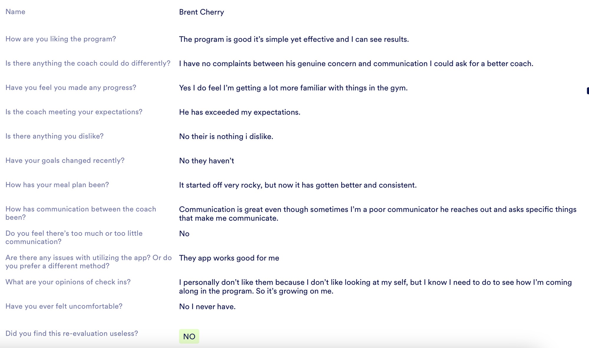 Client testimonial