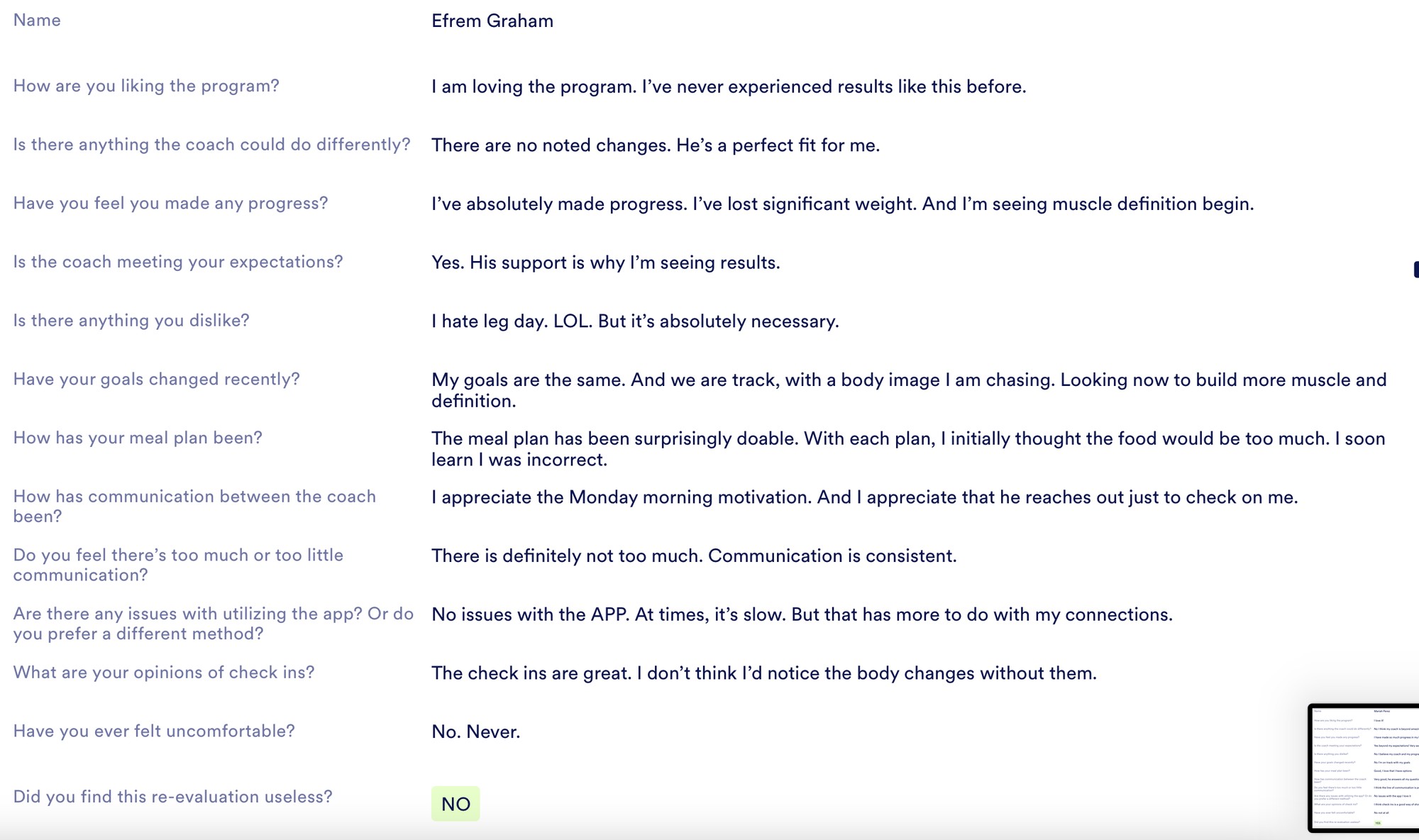 Client testimonial