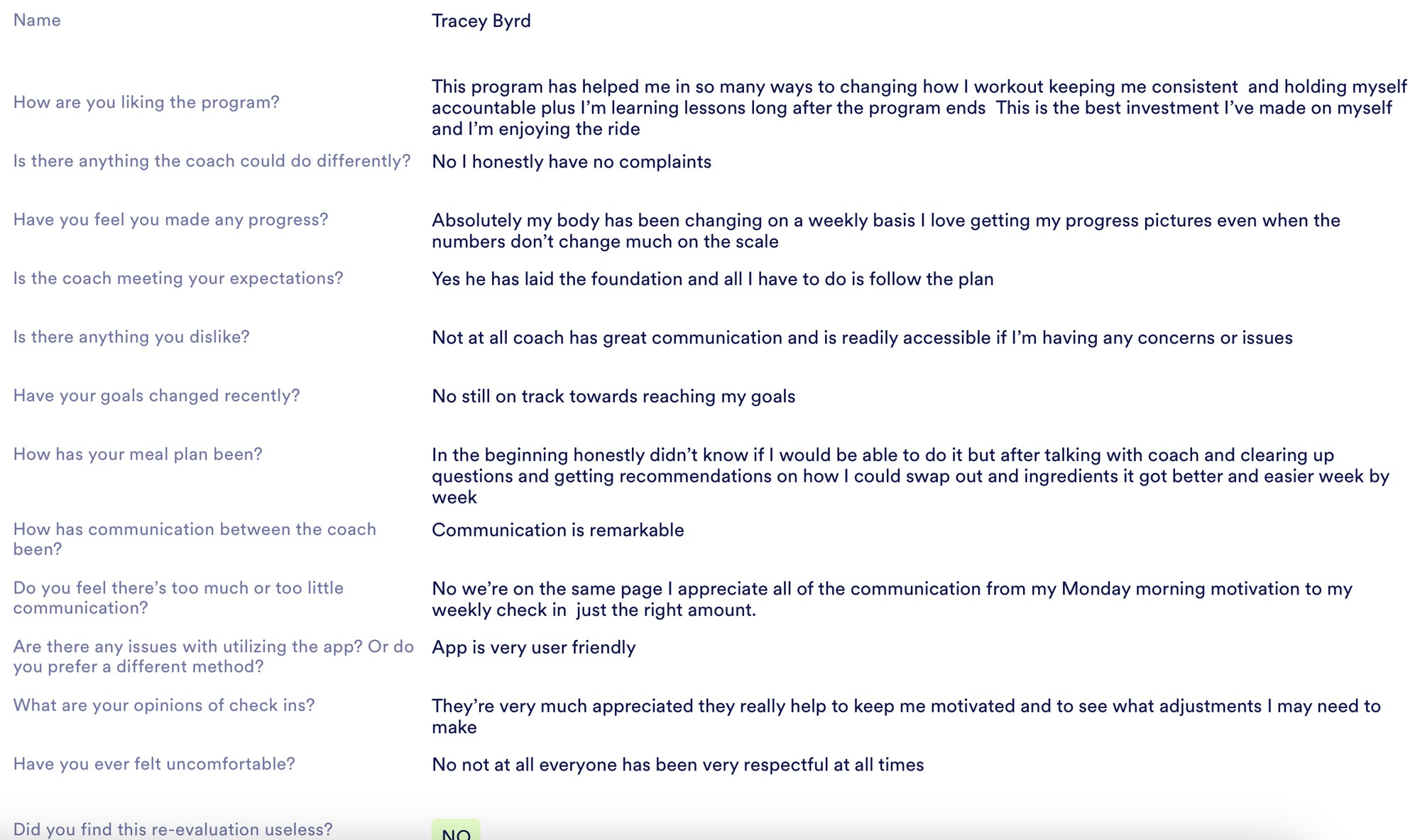 Client testimonial