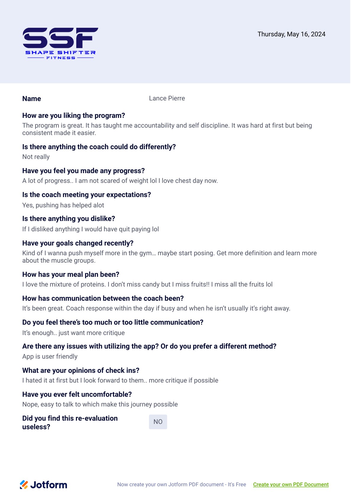 Client testimonial